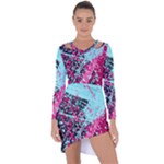 Colorful Splashes Grunge, Abstract Art Asymmetric Cut-Out Shift Dress