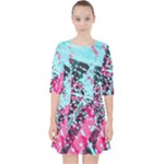 Colorful Splashes Grunge, Abstract Art Quarter Sleeve Pocket Dress