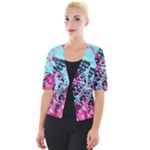 Colorful Splashes Grunge, Abstract Art Cropped Button Cardigan