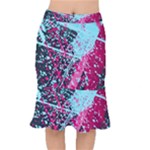 Colorful Splashes Grunge, Abstract Art Short Mermaid Skirt