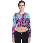 Colorful Splashes Grunge, Abstract Art Long Sleeve Zip Up Bomber Jacket