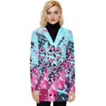 Colorful Splashes Grunge, Abstract Art Button Up Hooded Coat 