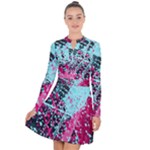 Colorful Splashes Grunge, Abstract Art Long Sleeve Panel Dress