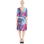 Colorful Splashes Grunge, Abstract Art Wrap Up Cocktail Dress