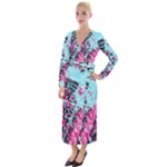 Colorful Splashes Grunge, Abstract Art Velvet Maxi Wrap Dress