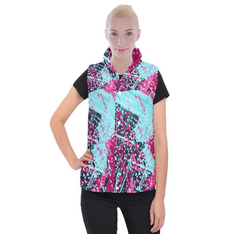 Colorful Splashes Grunge, Abstract Art Women s Button Up Vest from ArtsNow.com