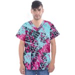 Colorful Splashes Grunge, Abstract Art Men s V-Neck Scrub Top