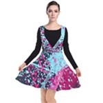 Colorful Splashes Grunge, Abstract Art Plunge Pinafore Dress