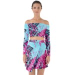 Colorful Splashes Grunge, Abstract Art Off Shoulder Top with Skirt Set