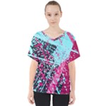 Colorful Splashes Grunge, Abstract Art V-Neck Dolman Drape Top