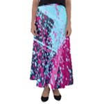 Colorful Splashes Grunge, Abstract Art Flared Maxi Skirt