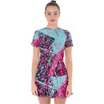 Colorful Splashes Grunge, Abstract Art Drop Hem Mini Chiffon Dress