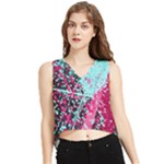 Colorful Splashes Grunge, Abstract Art V-Neck Cropped Tank Top