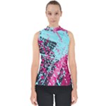 Colorful Splashes Grunge, Abstract Art Mock Neck Shell Top