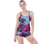 Colorful Splashes Grunge, Abstract Art Boyleg Tankini Set 