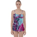 Colorful Splashes Grunge, Abstract Art Babydoll Tankini Set