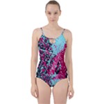 Colorful Splashes Grunge, Abstract Art Cut Out Top Tankini Set