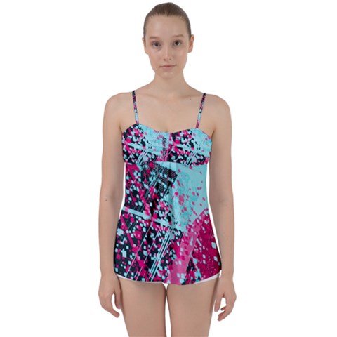 Colorful Splashes Grunge, Abstract Art Babydoll Tankini Top from ArtsNow.com