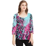 Colorful Splashes Grunge, Abstract Art Chiffon Quarter Sleeve Blouse