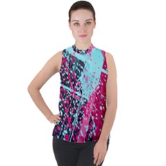 Mock Neck Chiffon Sleeveless Top 