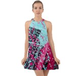 Colorful Splashes Grunge, Abstract Art Halter Tie Back Chiffon Dress