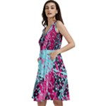 Colorful Splashes Grunge, Abstract Art Sleeveless V-Neck Skater Dress with Pockets