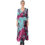 Colorful Splashes Grunge, Abstract Art Button Up Boho Maxi Dress