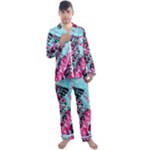 Colorful Splashes Grunge, Abstract Art Men s Long Sleeve Satin Pajamas Set