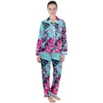 Colorful Splashes Grunge, Abstract Art Women s Long Sleeve Satin Pajamas Set	