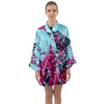 Colorful Splashes Grunge, Abstract Art Long Sleeve Satin Kimono