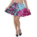 Colorful Splashes Grunge, Abstract Art Velvet Skater Skirt