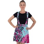 Colorful Splashes Grunge, Abstract Art Velvet Suspender Skater Skirt