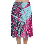 Colorful Splashes Grunge, Abstract Art Velvet Flared Midi Skirt