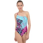 Colorful Splashes Grunge, Abstract Art Classic One Shoulder Swimsuit