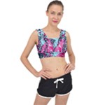 Colorful Splashes Grunge, Abstract Art V-Back Sports Bra