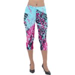 Colorful Splashes Grunge, Abstract Art Lightweight Velour Capri Leggings 