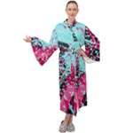 Colorful Splashes Grunge, Abstract Art Maxi Velvet Kimono