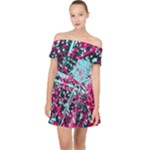 Colorful Splashes Grunge, Abstract Art Off Shoulder Chiffon Dress