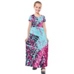 Colorful Splashes Grunge, Abstract Art Kids  Short Sleeve Maxi Dress