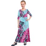 Colorful Splashes Grunge, Abstract Art Kids  Quarter Sleeve Maxi Dress