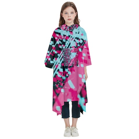 Colorful Splashes Grunge, Abstract Art Kids  Hooded Rain Ponchos from ArtsNow.com