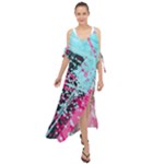 Colorful Splashes Grunge, Abstract Art Maxi Chiffon Cover Up Dress