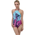 Colorful Splashes Grunge, Abstract Art Go with the Flow One Piece Swimsuit