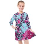 Colorful Splashes Grunge, Abstract Art Kids  Quarter Sleeve Shirt Dress