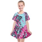 Colorful Splashes Grunge, Abstract Art Kids  Smock Dress