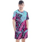 Colorful Splashes Grunge, Abstract Art Men s Mesh T-Shirt and Shorts Set