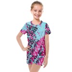 Colorful Splashes Grunge, Abstract Art Kids  Mesh T-Shirt and Shorts Set