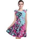 Colorful Splashes Grunge, Abstract Art Tie Up Tunic Dress