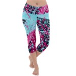 Colorful Splashes Grunge, Abstract Art Lightweight Velour Capri Yoga Leggings