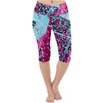 Colorful Splashes Grunge, Abstract Art Lightweight Velour Cropped Yoga Leggings